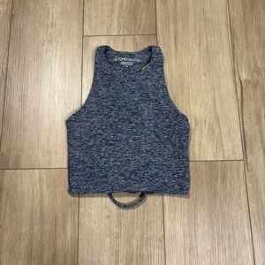 BEYOND YOGA High Neck Cropped Bra Tank : Blue Heather, Women's XS